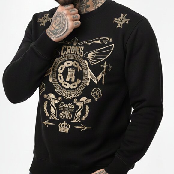 Crooks and Castles "Royal Flight" Crewneck Pullover - Picture 4 of 5